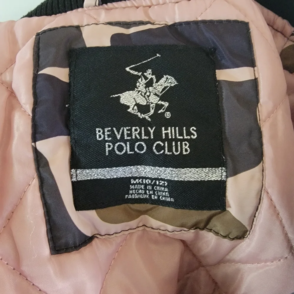 Beverly Hills Polo Club Camo bomber jacket with front snap button pocket Medium